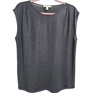H by Halston Blouse Women M Metallic Shimmer Silver Gray‎ Festive Party Holiday